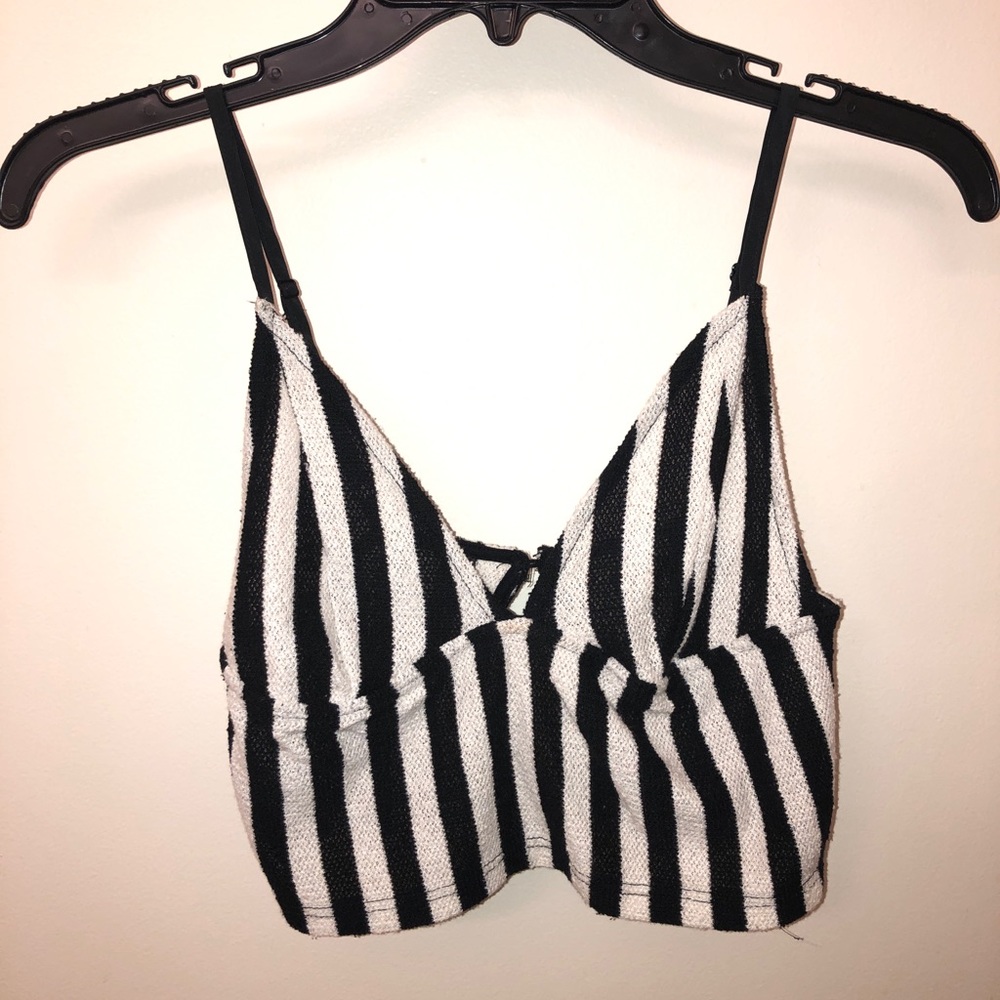 Zara Black and White Striped Crop Top